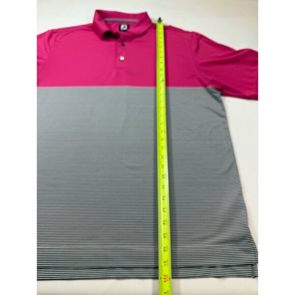 FootJoy Mens Polo Shirt Pink & Black Striped Size L (bin KK169) - Picture 3 of 9